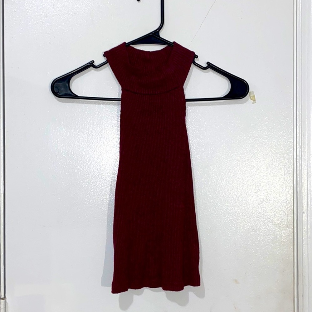 LA Hearts Burgundy turtle-neck/crop top